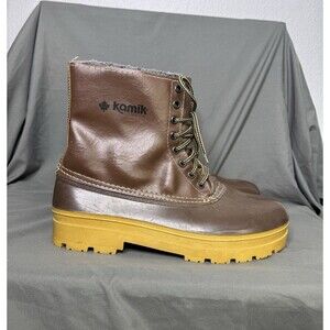 VTG Kamik Snow Master Canada Snow Duck Boots Sz 13 Leather Wool Lined Excellent